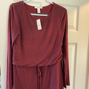 Dark Red Long Sleeve Dress - Size M